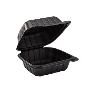 6" LARGE BLACK MINERAL FILLED PLASTIC HINGED LID TO-GO CONTAINER