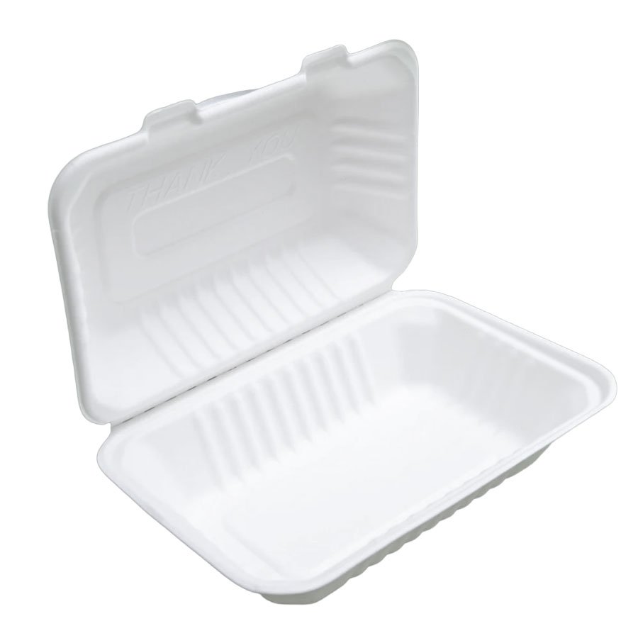 HINGED CONTAINER BAGASSE PFAS FREE 9"x6"