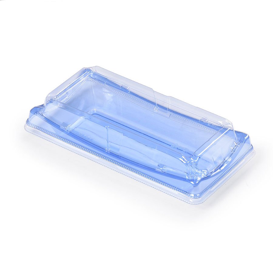 SZ-130 BLUE PET SUSHI CONTAINER WITH LID 9.44"x4.56"1.96"