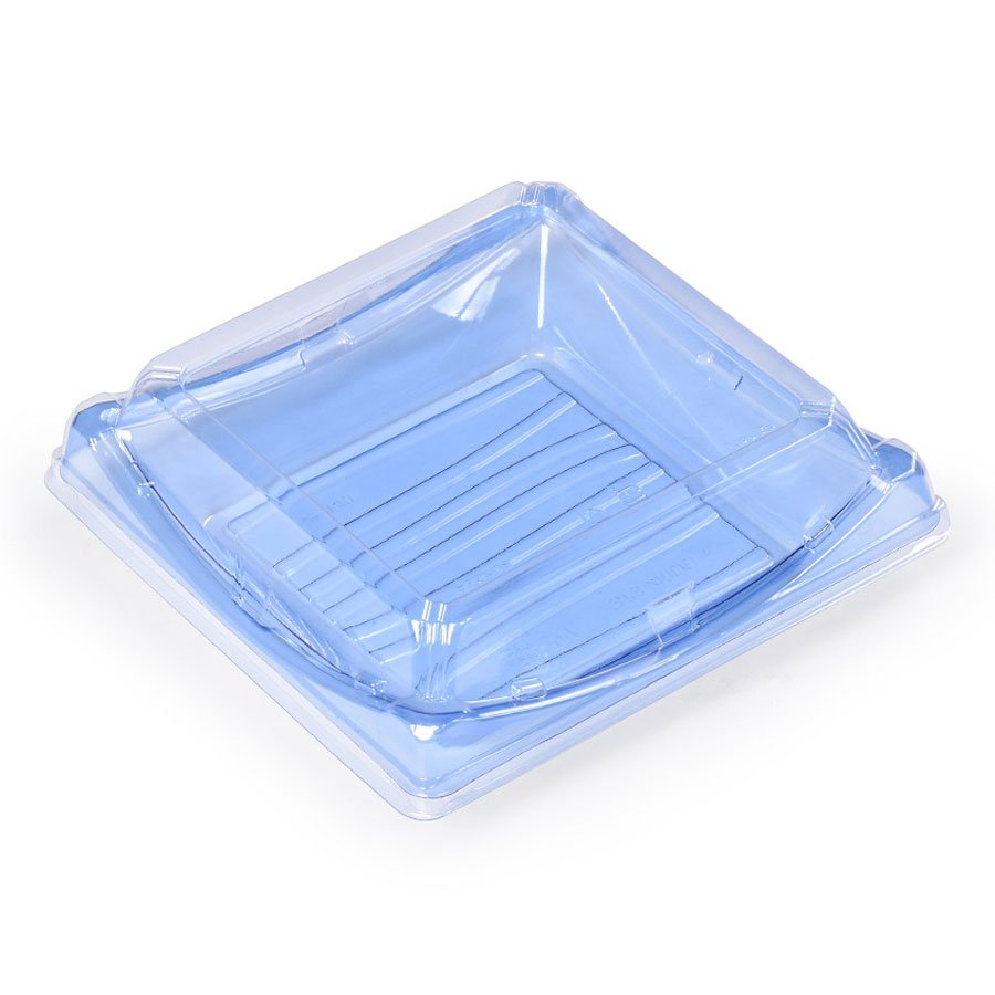 SZ-140 BLUE PET SUSHI CONTAINER WITH LID 7.28"x7.28"1.96"