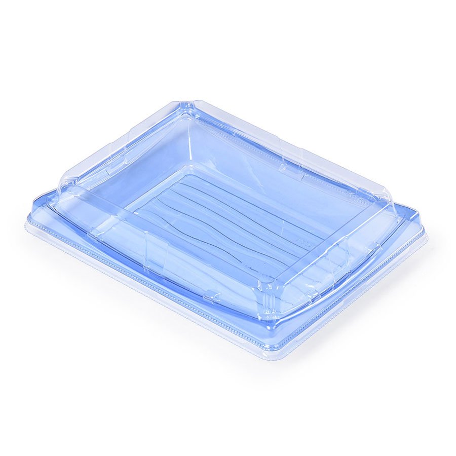 SZ-140 BLUE PET SUSHI CONTAINER WITH LID 9.44"x7.28"1.97"