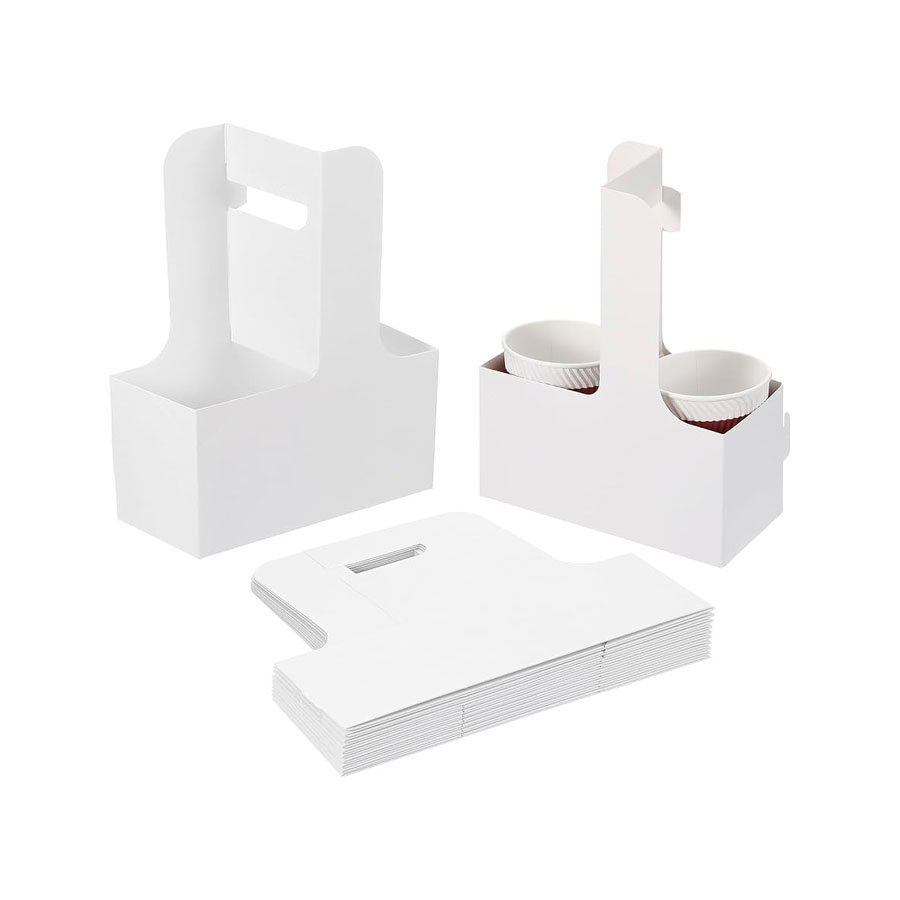 Drink Carrier with Handle WHITE 2-Cup 12-32 oz