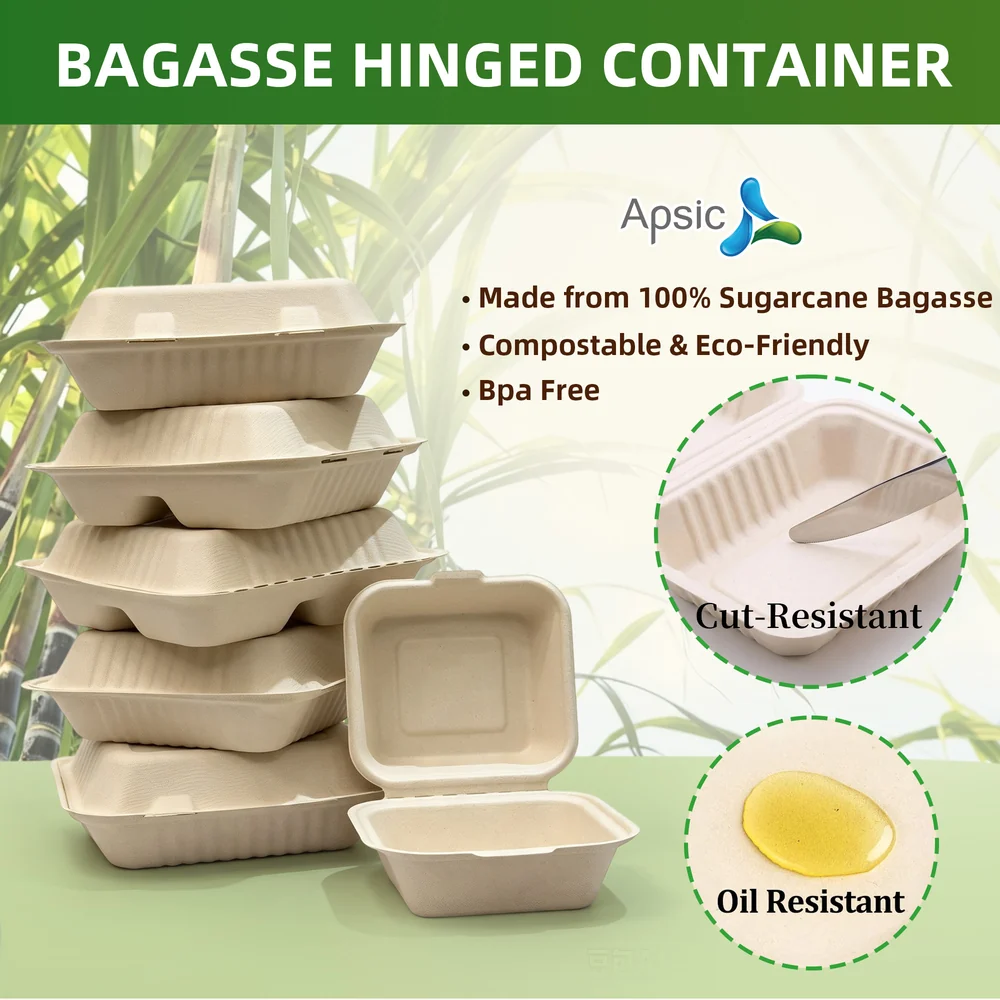 Bagasse Hinged Container