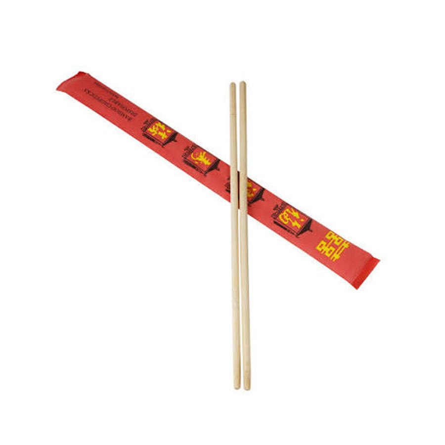 White Paired Bamboo Chopsticks Red Enveloped