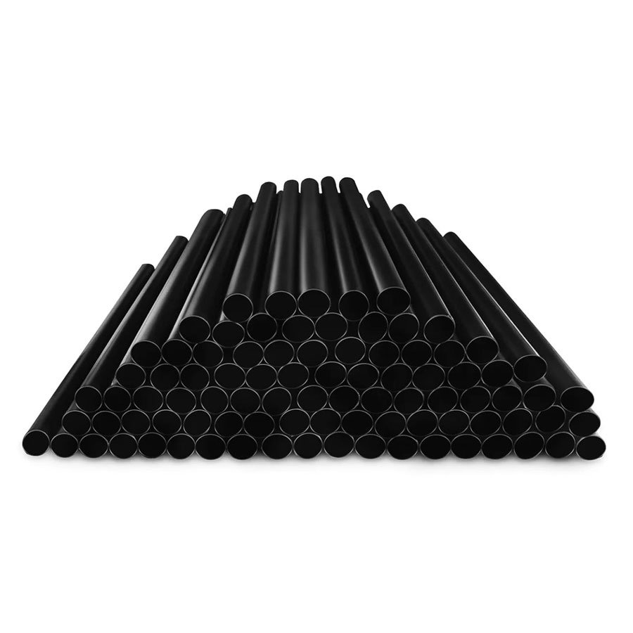 PLASTIC BOBA STRAWS  BLACK 12x203MM FILM WRAPPED 8"