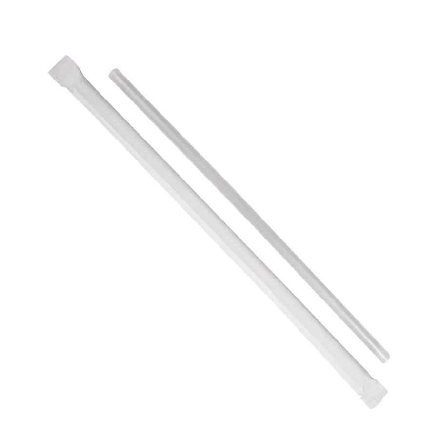 CLEAR STRAIGHT JUMBO STRAWS PAPER WRAPPED 7.75"