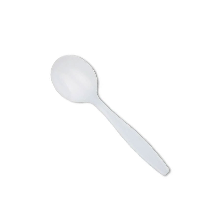 WHITE HEAVY WEIGHT PLASTIC SOUP SPOON