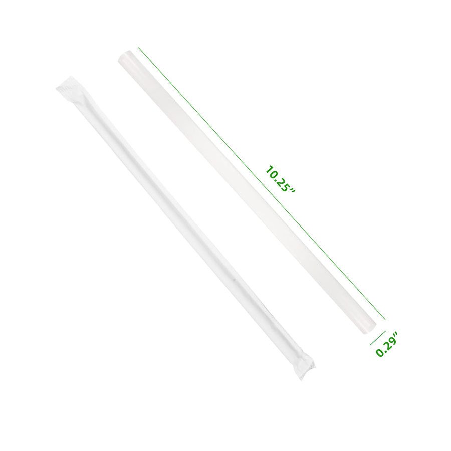 PLASTIC GIANT STRAWS PAPER WRAPPED 10.25"