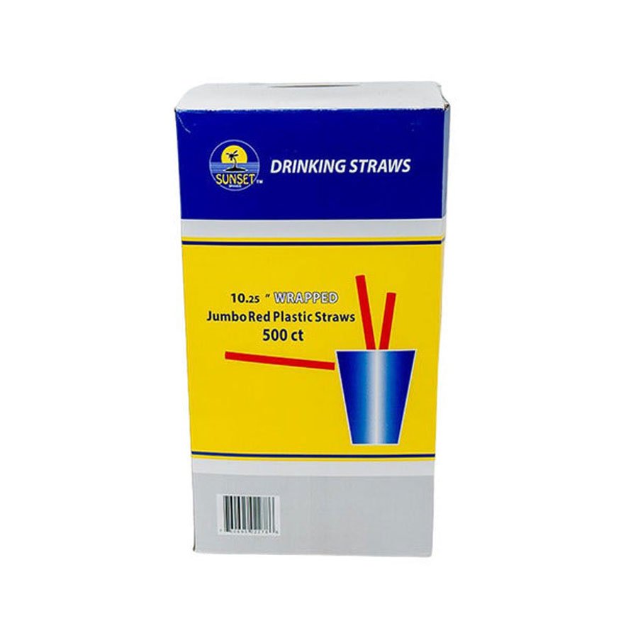 Sunset Jumbo Unwrapped Red Straws 5.75"