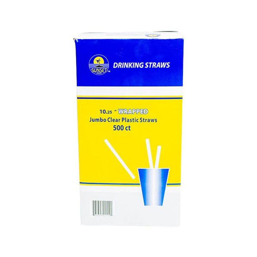 Sunset Wrapped Jumbo Clear Straws 10.25"