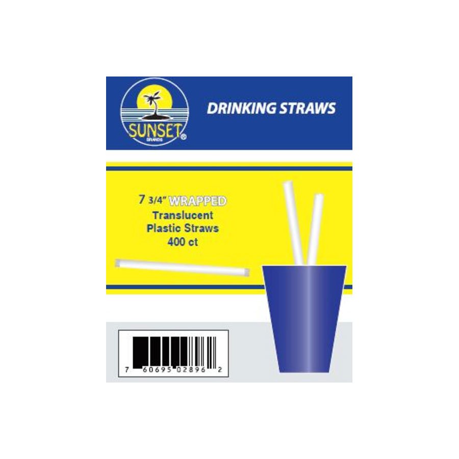 Sunset Wrapped Jumbo Clear Straws 7.75"