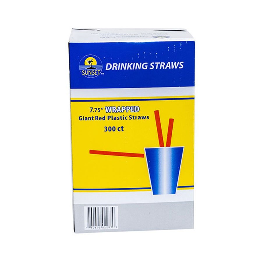 Sunset Giant Wrapped Red Straws 7.75"