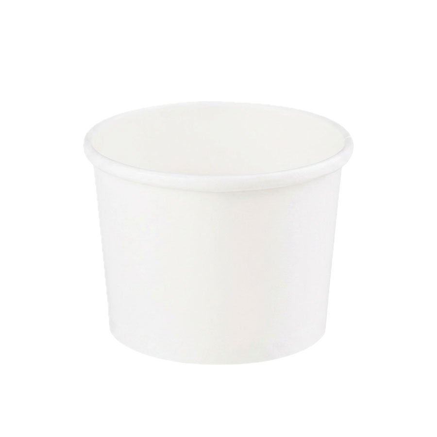 WHITE PAPER FOOD CONTAINER WITH PAPER LID