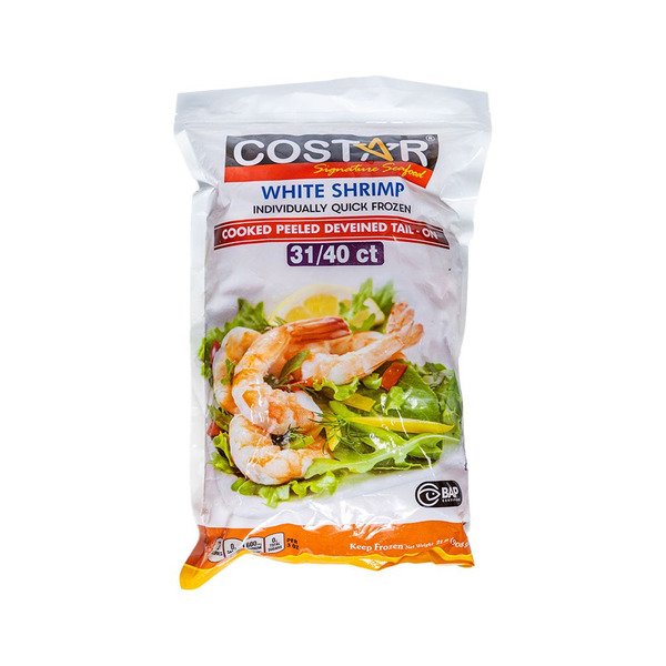 Frozen Shrimp - Cooked, Peeled & Deveined, Tail-on- 31-40 ct - 2 lb
