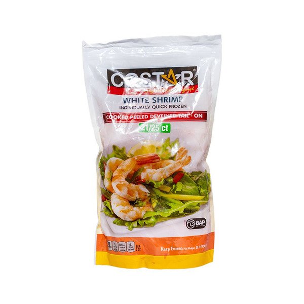 Frozen Shrimp - Cooked, Peeled & Deveined, Tail-on- 21-25 ct - 2 lb