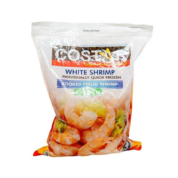 Frozen Shrimp - Cooked, Peeled & Undeveined, Tail-off- 250-350 ct- 5 lb