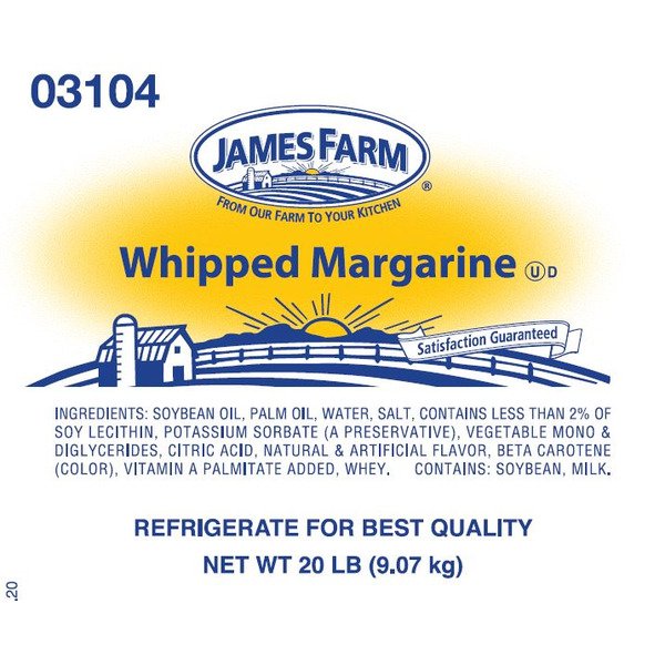 Zero Trans Fat Whipped Margarine - 20 lb