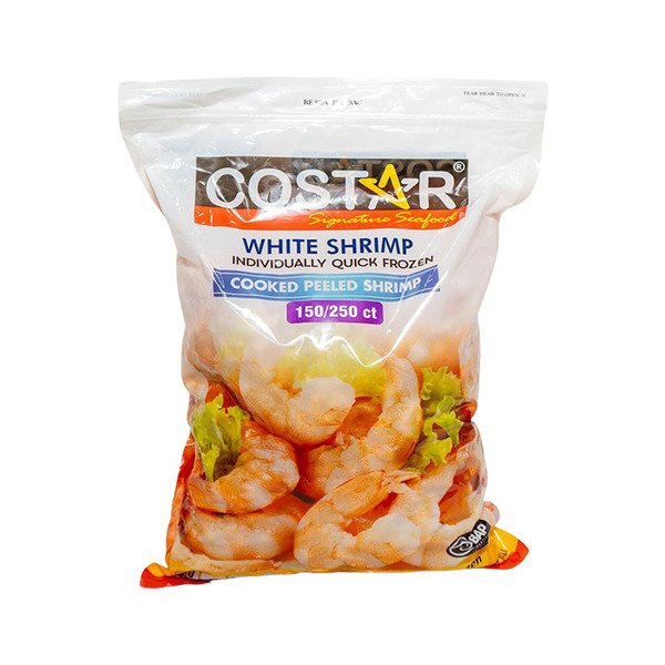 Frozen Shrimp - Cooked, Peeled & Undeveined, Tail-off- 150-250 ct- 5 lb