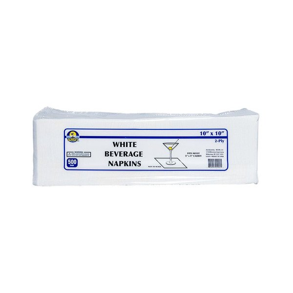 White Cocktail Napkins, 2-Ply - 4/500 Ct