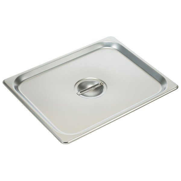Winco - 18/8 Stainless Steel Steam Pan Cover, Solid - Half (1/2), 12.81" x 10.5" x 1.38" - 1 Ct.