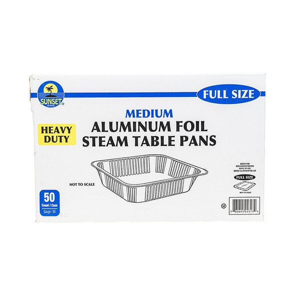 Heavy Duty Full Size Medium Steam Table Pans - 50 ct