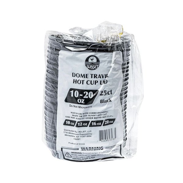 Black Lid For Ripple & White 10-20 oz Cup - 25 ct